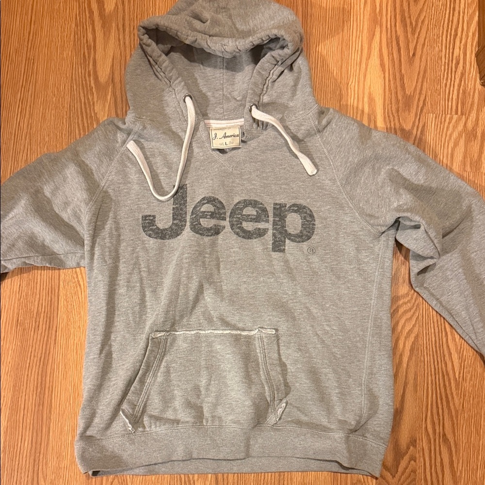Jeep Light Gray Hoodie with Front Logo